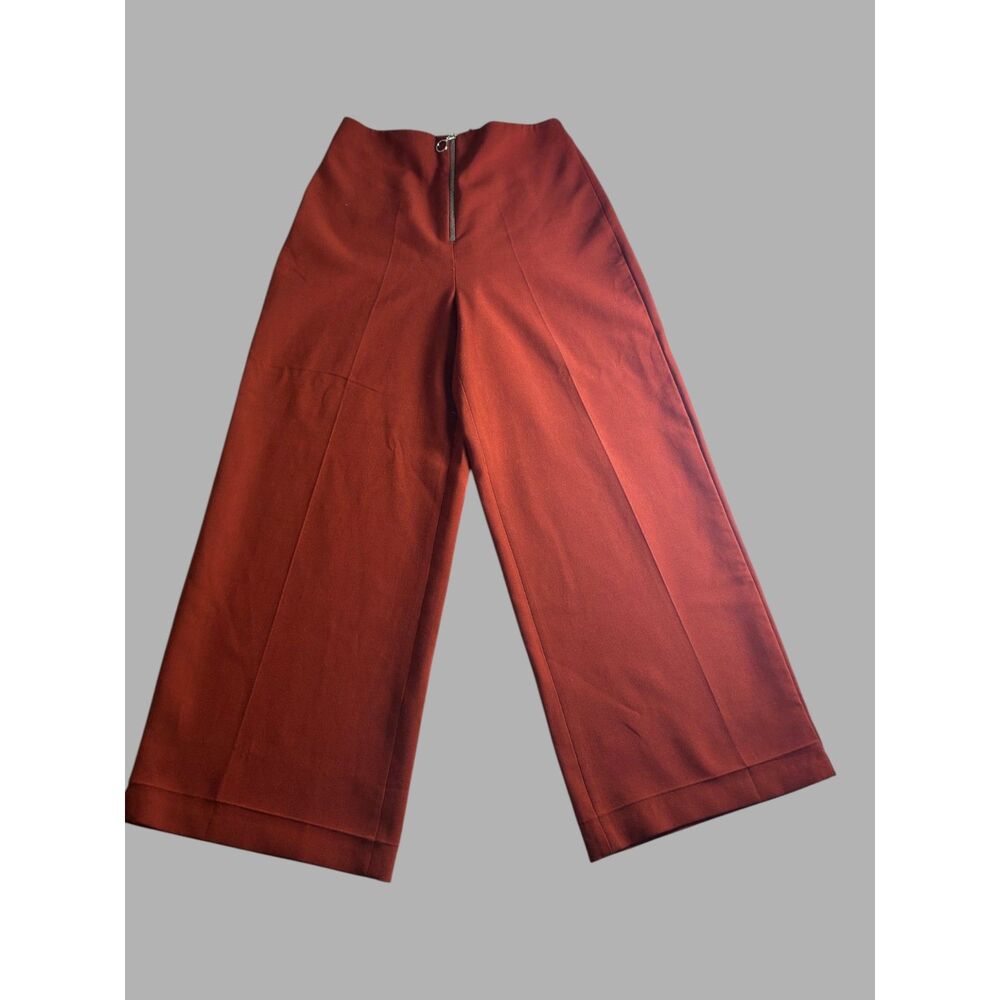 Zara Women's High Waist Wide Leg Cropped Pants Rust US M